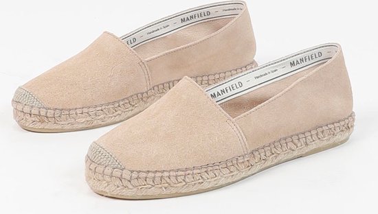 Manfield - Femme - Espadrilles en daim beige - Taille 42