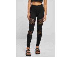 Urban Classics - Crochet Lace Inset Legging - 4XL - Zwart