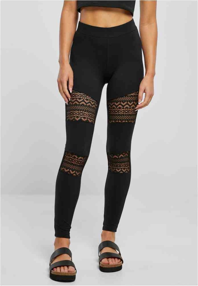 Urban Classics Crochet Lace Inset Legging 4XL Zwart