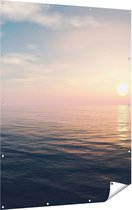 Gards Tuinposter Zee Water tijdens Zonsondergang - 120x160 cm - Tuindoek - Tuindecoratie - Wanddecoratie buiten - Tuinschilderij