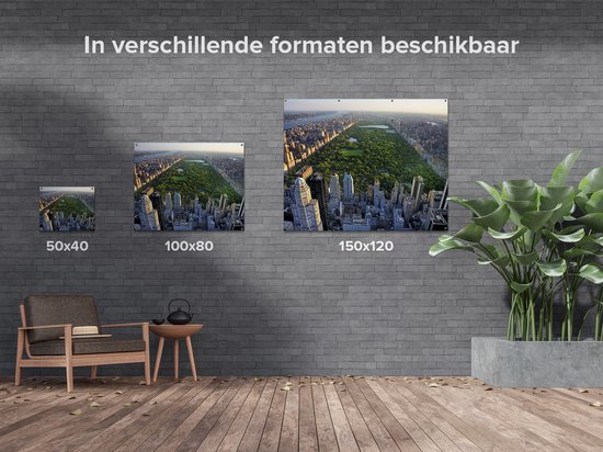 Gards Tuinposter Central Park in New York met Wolkenkrabbers - 50x40 cm - Tuindoek - Tuindecoratie - Wanddecoratie buiten - Tuinschilderij
