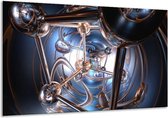 Schilderij Op Canvas Abstract - Blauw, Grijs, Wit - 120x70cm 1Luik - Foto Op Canvas - GroepArt 6000+ Schilderijen 0p Canvas Art Collectie - Wanddecoratie - Woonkamer - Slaapkamer - Canvas Print