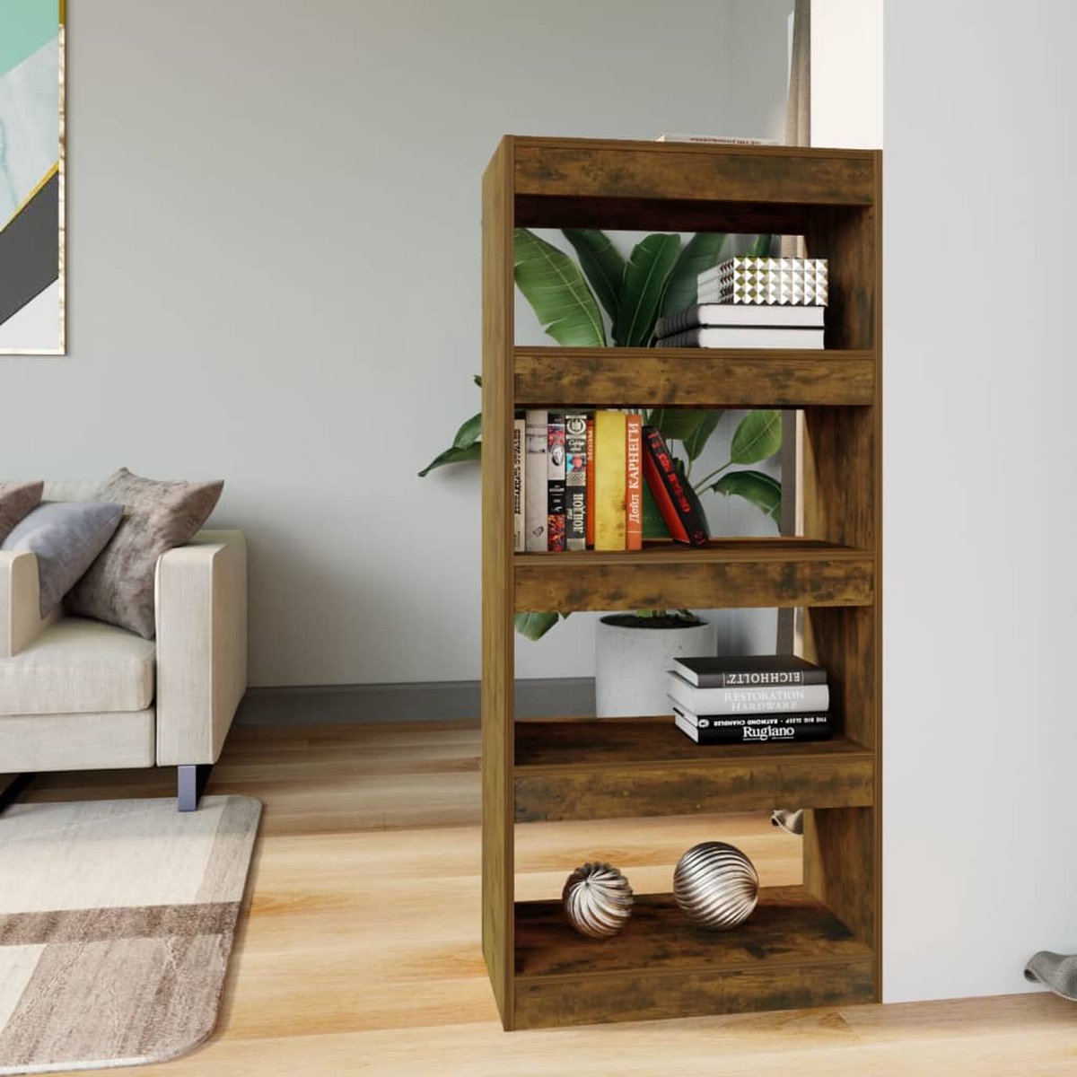 VidaXL Boekenkast / kamerscherm 80x24x96 cm bewerkt hout gerookt eiken