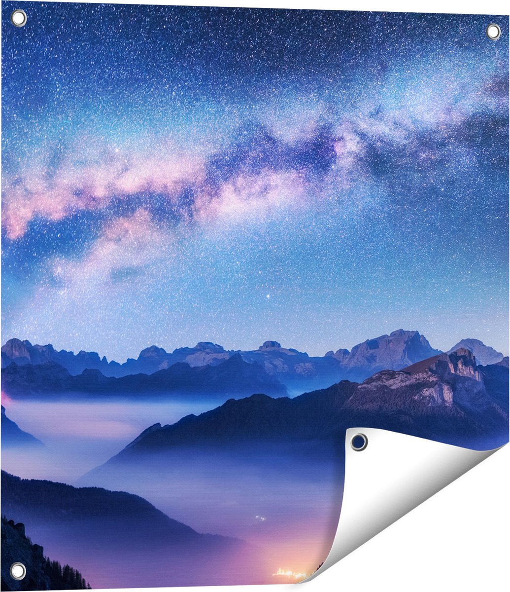Gards Tuinposter Melkweg bij de Bergen in Itali� - 60x60 cm - Tuindoek - Tuindecoratie - Wanddecoratie buiten - Tuinschilderij Multikleur