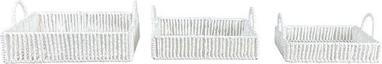 Plateau papier corde naturel - 28.5x28.5x12.5cm S/3 - Wit - 3 pièces
