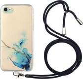 Holle marmeren patroon TPU schokbestendige beschermhoes met nekriempje voor iPhone SE 2020/8/7 (blauw)