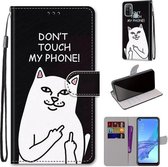 Voor OPPO A53 4G (2020) / A53s / A32 / A33 (2020) Gekleurde tekening Cross Texture Horizontale flip PU lederen tas met houder & kaartsleuven & portemonnee & lanyard (middelvinger w