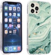Gold Sands Marble Pattern Dual-side IMD-patroon Acryl + TPU schokbestendig hoesje voor iPhone 12 Pro Max (Sands Green)