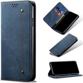Voor Geschikt voor Xiaomi redmi note 10 5g denim textuur casual stijl horizontale flip lederen tas met houder & kaartsleuven & portemonnee (blauw)