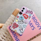 Dubbele kleur TPU-patroon beschermhoes voor iPhone 12/12 Pro (Lipstick Ice Cream)