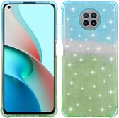 Voor Xiaomi Redmi Note 9 5G Gradiënt Glitter Poeder Schokbestendig TPU Beschermhoes (Blauw Groen)