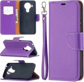Voor Nokia 5.4 Litchi Texture Pure Color Horizontale Flip Leren Case met Houder & Kaartsleuven & Portemonnee & Lanyard (Paars)