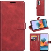 Voor Redmi Note 10 Pro (Indian Edition) Retro Kalfspatroon Gesp Horizontale Flip Leren Case met Houder & Kaartsleuven & Portemonnee (Rood)