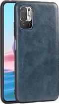 Voor Xiaomi Redmi Note 10 Crazy Horse Textured Calfskin PU + PC + TPU Case (blauw)