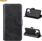 Voor Samsung Galaxy A21s ENKAY Hat-Prince ENK-PUC028 Horizontale Flip PU lederen tas met houder & kaartsleuven & portemonnee (zwart)
