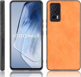 Voor vivo iQOO Neo5 Schokbestendig Naaien Koe Patroon Huid PC + PU + TPU Case (Oranje)