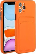 Card Slot Design Shockproof TPU beschermhoes voor iPhone 11 Pro (oranje)