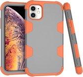 Contrastkleur siliconen + pc schokbestendig hoesje voor iPhone 11 (grijs + oranje)