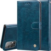 Voor Samsung Galaxy A52 5G / 4G zakelijke stijl olie wax textuur horizontale flip lederen tas met houder & kaartsleuven & portemonnee (blauw)