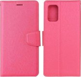 Voor Samsung Galaxy A71 Zijden Textuur Horizontale Flip Leren Case met Houder & Kaartsleuven & Portemonnee & Fotolijst (Rose Rood)