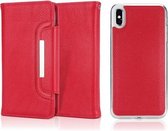 Litchi Texture Horizontale Flip Buckle Afneembare Magnetische PU Leather Case met Kaartsleuven & Portemonnee & Fotolijst Voor iPhone X / XS (Rood)