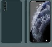 Voor Huawei P20 effen kleur imitatie vloeibare siliconen rechte rand valbestendige volledige dekking beschermhoes (donkergroen)