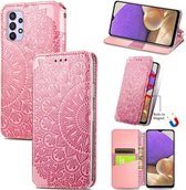 Voor Samsung Galaxy A32 5G Blooming Mandala Reliëfpatroon Magnetische Horizontale Flip Leren Case met Houder & Kaartsleuven & Portemonnee (Roze)