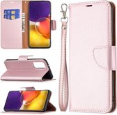 Voor Samsung Galaxy A82 5G Litchi Textuur Pure Kleur Horizontale Flip Lederen Case met Houder & Kaartsleuven & Portemonnee & Lanyard (Rose Goud)