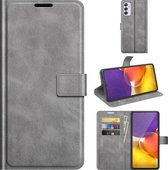 Voor Samsung Galaxy A82 5G / Quantum 2 Retro Kalfspatroon Gesp Horizontale Flip Leren Case met Houder & Kaartsleuven & Portemonnee (Grijs)