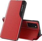 Voor Xiaomi Redmi Note10 4G / Note 10S Zijdisplay Magnetisch schokbestendig horizontaal Flip lederen tas met houder (rood)