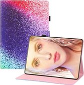 Voor Samsung Galaxy Tab E 9.6 T560 Gekleurde tekening Horizontale flip PU lederen tas met houder & kaartsleuven & portemonnee & slaap- / wekfunctie (Rainbow Sand)