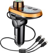 Q15 Multifunctionele auto Dual USB 3.1A oplader MP3-muziekspeler Bluetooth FM-zender met 3 in 1 kabel (oranje)