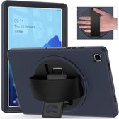 Voor Samsung Galaxy Tab A7 10.4 (2020) T500 / T505 360 graden rotatie PC + TPU beschermhoes met houder & polsband & penhouder (donkerblauw)