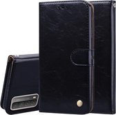 Voor Huawei P smart 2021 Zakelijke Stijl Olie Wax Textuur Horizontale Flip Leren Case met Houder & Kaartsleuven & Portemonnee (Zwart)