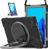 Voor Samsung Galaxy Tab A7 10.4 (2020) T500 / T505 siliconen + pc-beschermhoes met houder en schouderriem (zwart + grijs)