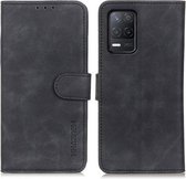 Voor Realme V13 5G KHAZNEH Retro Textuur PU + TPU Horizontale Flip Leren Case met Houder & Kaartsleuven & Portemonnee (Zwart)