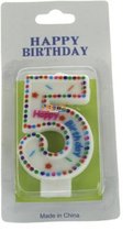 Taartkaars - cijfer 5 - Happy Birthday - Verjaardag kaars
