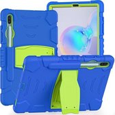 Voor Samsung Galaxy Tab S6 T860 3-laags beschermingsschermframe + pc + siliconen schokbestendige combinatiebehuizing met houder (blauw + limoen)
