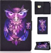 Voor Samsung Galaxy Tab A7 Lite 8.7 (2021) T220 / T225 Spanning Textuur Gekleurde Tekening Horizontale Flip Leren Case, met Houder & Kaartsleuven (Uil)