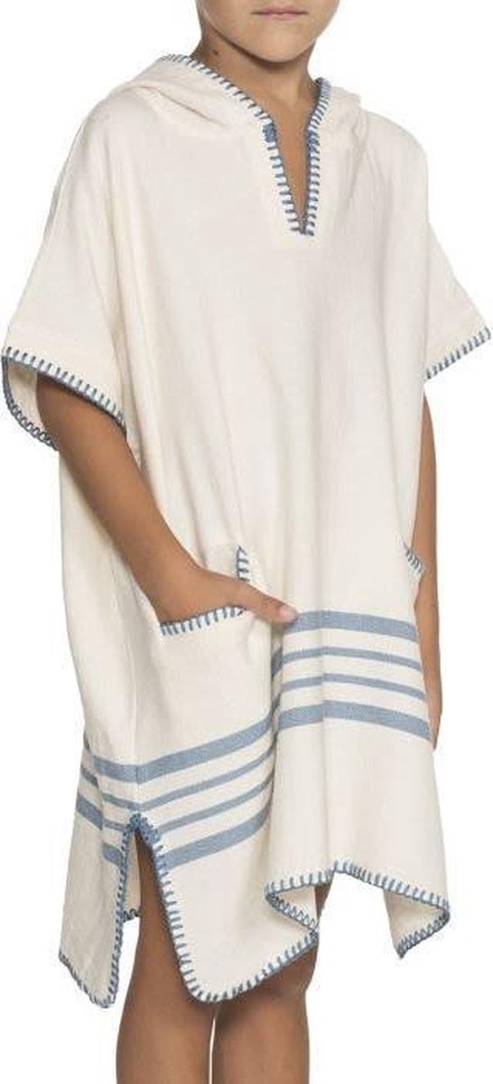 Kinder Strandponcho Natural Air Blue - 2-3 jaar - - jongens/meisjes/unisex pasvorm - poncho handdoek voor kinderen met capuchon - zwemponcho - badcape - badponcho van Kinder — afbeelding 2