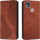 Voor Xiaomi Redmi 9C Skin Feel Magnetisch S-type Effen Kleur Horizontale Flip Lederen Case met Houder & Kaartsleuf & Portemonnee (Bruin)