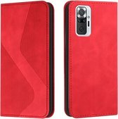 Voor Xiaomi Redmi Note 10 Pro Skin Feel Magnetisch S-type Effen Kleur Horizontale Flip Lederen Case met Houder & Kaartsleuf & Portemonnee (Rood)