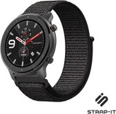Nylon Smartwatch bandje - Geschikt voor  Xiaomi Amazfit GTR nylon band - zwart - 42mm - Strap-it Horlogeband / Polsband / Armband