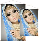 Arabische Prinses met blauwe hoofddoek,  - Foto op Textielposter - 90 x 135 cm