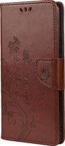 Xiaomi Redmi Note 10 5G Hoesje - Mobigear - Flowers Serie - Kunstlederen Bookcase - Bruin - Hoesje Geschikt Voor Xiaomi Redmi Note 10 5G