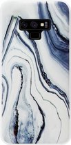 - ADEL Siliconen Back Cover Softcase Hoesje Geschikt voor Samsung Galaxy Note 9 - Marmer Blauw Wit