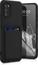 kwmobile telefoonhoesje geschikt voor Samsung Galaxy A02s - Hoesje met pasjeshouder - TPU case in zwart