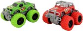 Jonotoys Monstertrucks 4x4 Drive 8,5 Cm Groen/rood 2 Stuks