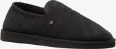 Hush Puppies suede heren pantoffels met lamsvacht - Zwart - Maat 47 - Sloffen - Echt leer