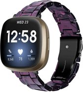 Strap-it Resin smartwatch bandje - geschikt voor Fitbit Sense / Fitbit Versa 3 - zwart/paars